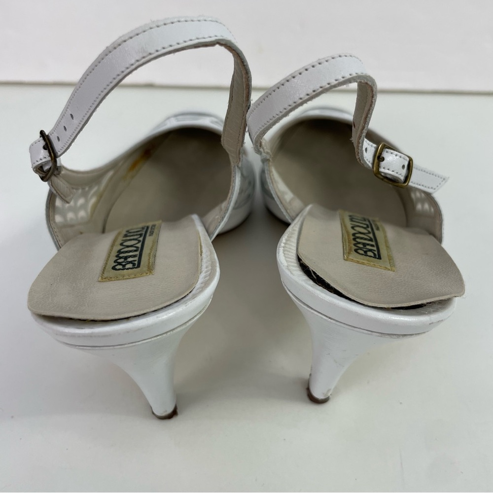 Vintage White‎ Slingback Point Toe Spiderweb Pumps Heels - Picture 10 of 16